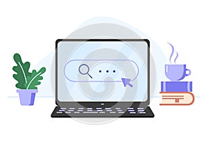 Search bar. Laptop with search bar.