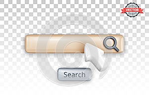 Search bar, mouse pointer and search button on transparent background