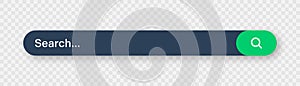 Search bar with round corners. Internet browser engine with search box, address bar and text field. UI design, website