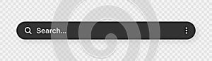 Search bar with round corners. Internet browser engine with search box, address bar and text field. UI design, website