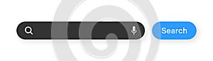 Search bar with round corners. Internet browser engine with search box, address bar and text field. UI design, website