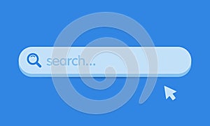 Search bar, search boxes with shadow on blue background. Internet search window. Vector illustration. EPS10