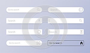 Search bar. Set Search bar vector element design, set of search boxes ui template isolated on gray background. Search