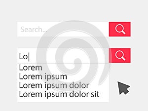 Search bar template. Internet searching. Web-surfing interface. Vector illustration