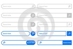 Search Bar for UI. Set of elements for design interface of website. Vector.