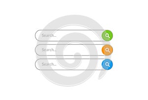 Search bar vector design element. Set of search bar boxes. UI interface template isolated on white background