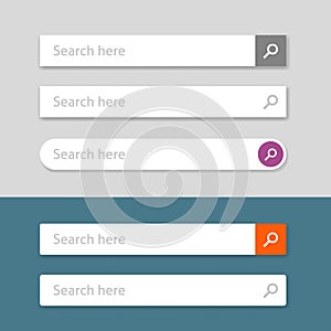Search bar vector element design, set of web searching boxes with shadow ui template