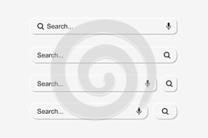 Search bar. Vector set searched navigator, Web elements for browsers, sites, mobile application and search button