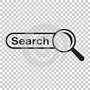Search bar vector ui element icon in flat style. Search website