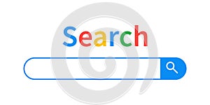 Search bar on white background. Vector search window template