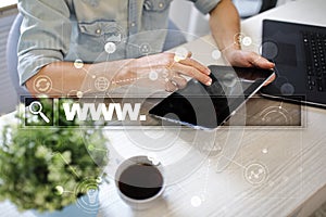 Search bar with www text. Web site, URL. Digital marketing. technology concept.