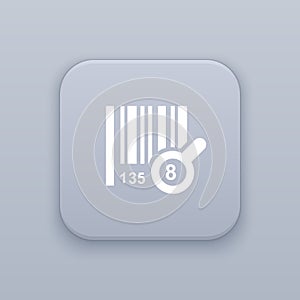 Search barcode, gray vector button with white icon