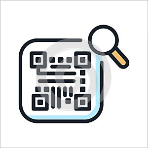 Search Barcode Icon Color Illustration Design