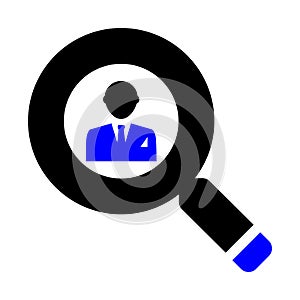 Search businessman,Magnifying glass with businessman icon