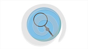 Search button icon with magnifying glass. Motion design