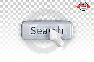 Search button and mouse pointer or arrow cursor icon. Graphical user interface design elements