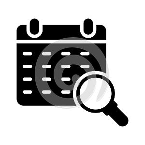 Search calendar glyph flat vector icon