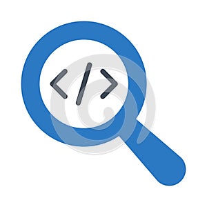Search coding glyph color flat vector icon
