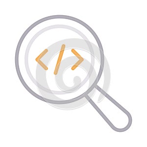 Search coding thin line color vector icon