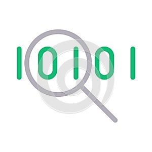 Search coding thin line color vector icon