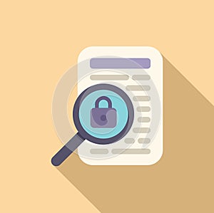 Search data protect icon flat vector. Document procedure
