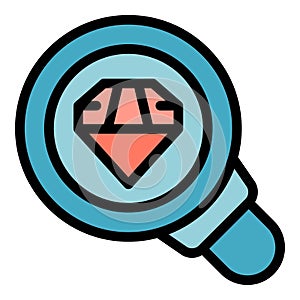 Search diamond icon vector flat