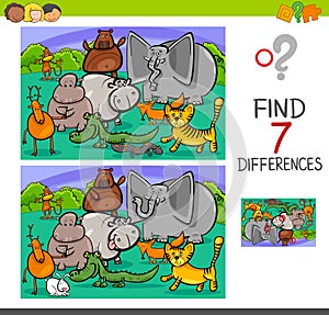 Search differences game with animals