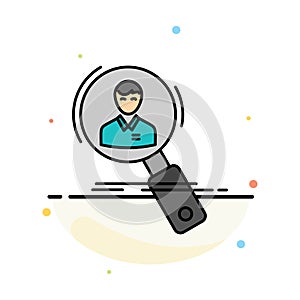 Search, Employee, Hr, Hunting, Personal, Resources, Resume Abstract Flat Color Icon Template photo
