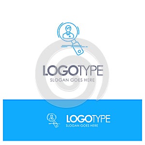 Search, Employee, Hr, Hunting, Personal, Resources, Resume Blue outLine Logo with place for tagline photo