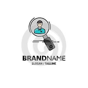 Search, Employee, Hr, Hunting, Personal, Resources, Resume Business Logo Template. Flat Color photo