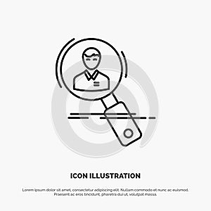 Search, Employee, Hr, Hunting, Personal, Resources, Resume Line Icon Vector photo