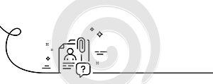 Search employee line icon. Interview candidate sign. Continuous line with curl. Vector