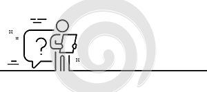 Search employee line icon. Interview candidate sign. Minimal line pattern banner. Vector