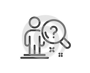 Search employee line icon. Interview candidate sign. Vector