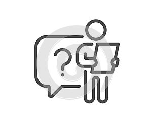 Search employee line icon. Interview candidate sign. Vector