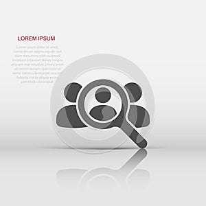 Search for employees and job, business, human resource icon in flat style. Search people illustration on white isolated background