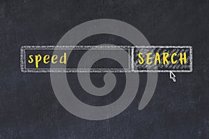 Search engine concept. Looking for speed. Simple chalk sketch and inscription