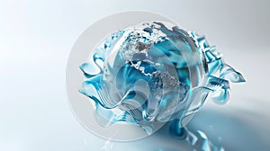 Search engine globe with swirling search queries.