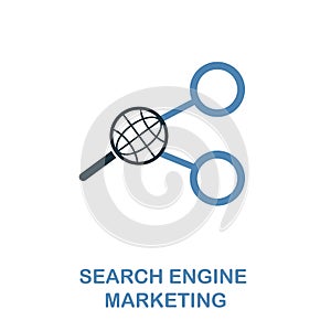 Search Engine Marketing icon in two colors. Creative design from online marketing icon collection. UI and UX. Pixel perfect search