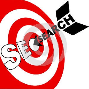 Search engine optimization arrow hits SEO target