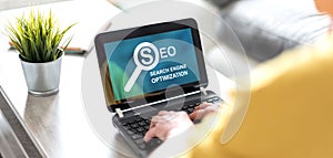 Search engine optimization concept on a laptop screen