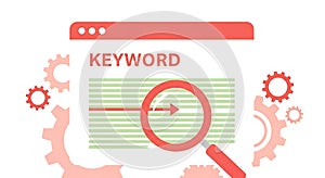 Search engine optimization concept with magnifying glass and gears