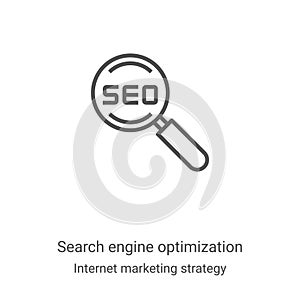 search engine optimization icon vector from internet marketing strategy collection. Thin line search engine optimization outline