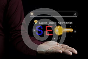 Search engine optimization low light photographictory concept idea for business advertisement