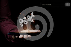 Search engine optimization low light photographictory concept idea for business advertisement