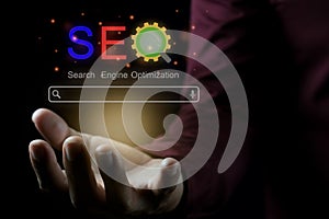 Search engine optimization low light photographictory concept idea for business advertisement