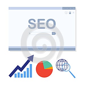 Search engine optimization SEO concept flat illustration