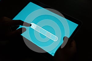 Search Engine Optimization SEO, data searching technology. business hands typing on digital tablet keyboard to search the