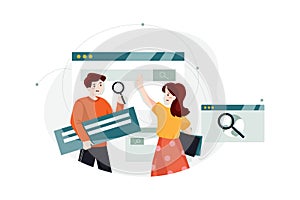 Search Engine Optimization SEO Illustration concept. Can use for web banner, infographics, hero images. Flat illustration isolat