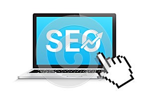 Search Engine Optimization SEO Laptop Hand Pointer